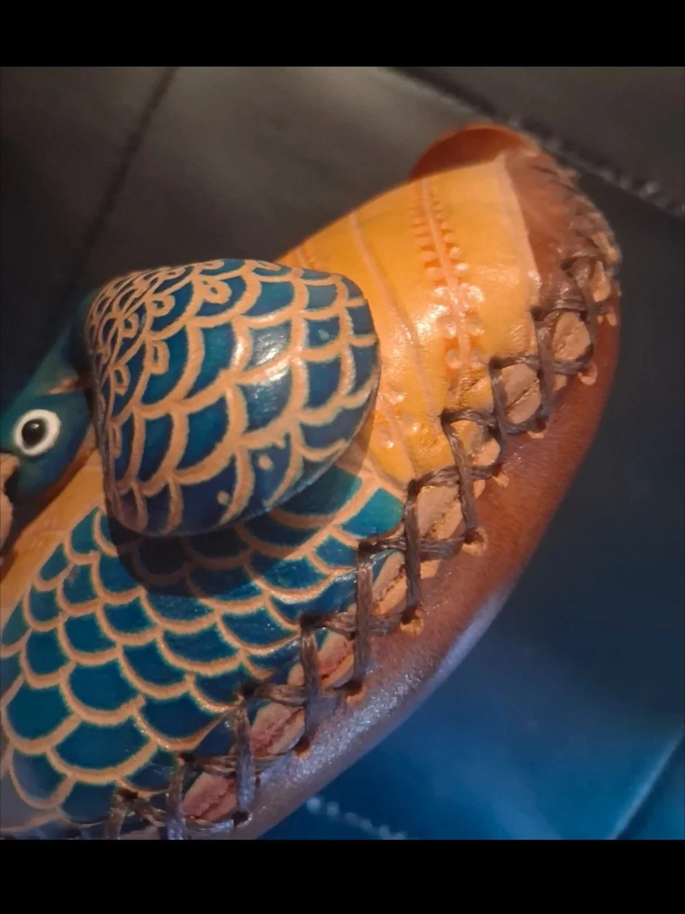 Handpainted Peacock Leather Coin Purse